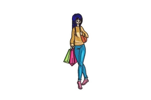 Anime Girl Carrying Shopping Bags Holiday Embroidery Review
