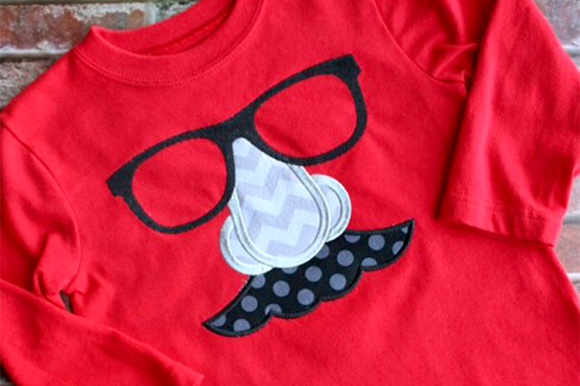 Joke Glasses Applique for Playful Apparel